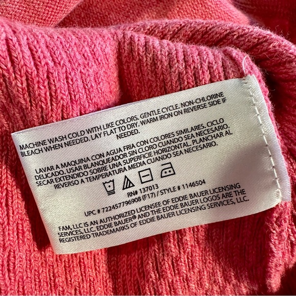 NWT Eddie Bauer ‘1/2 Zip Pullover’ in “Punch Pink / Castle Rock” Size Medium - Picture 8 of 15
